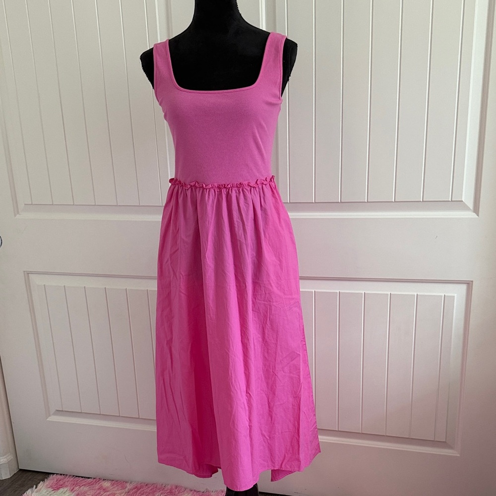Vibrant Pink Midi Dress. A new day